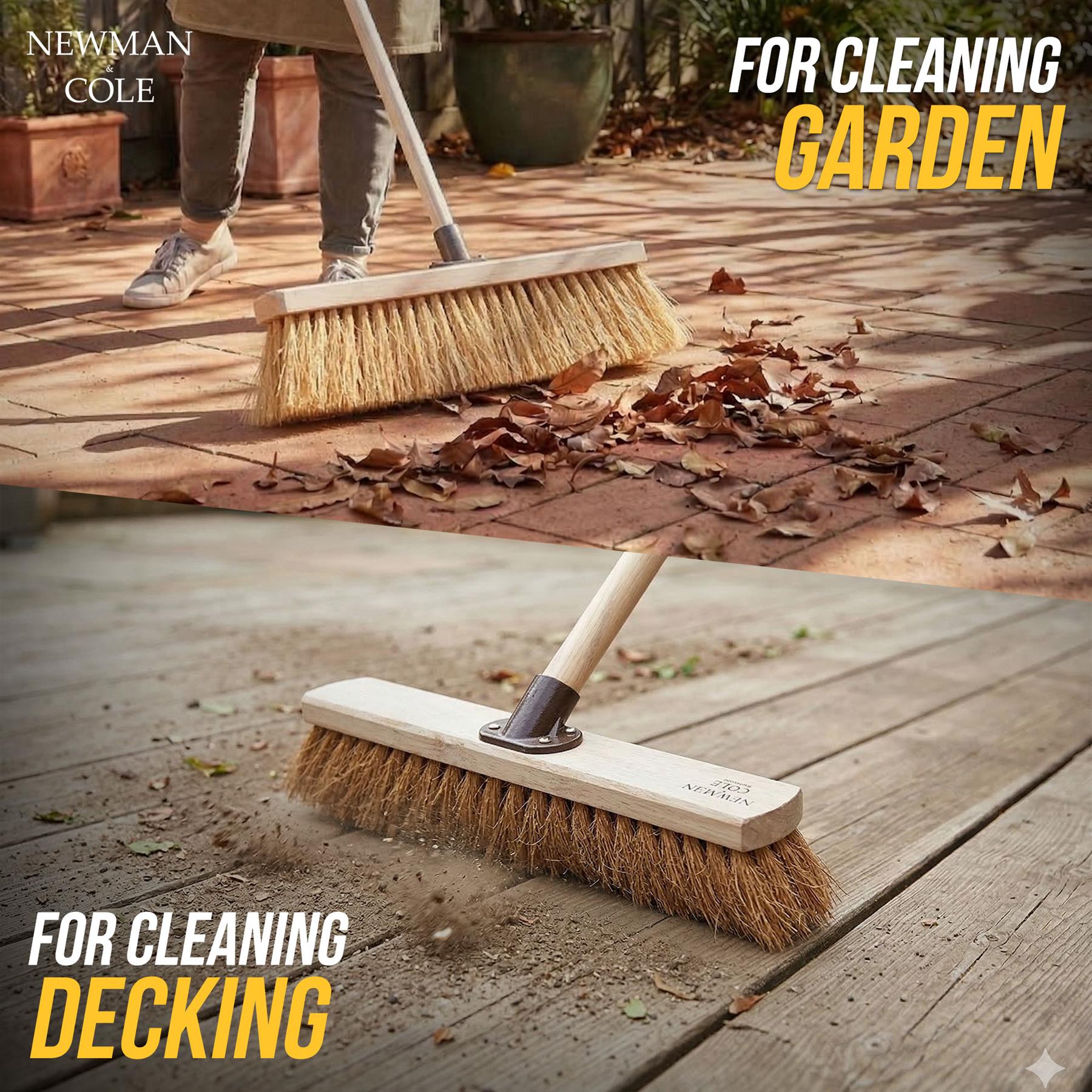 18" Newman & Cole Soft Coco Broom | Outdoor Decking Brush - The Dustpan and Brush Store