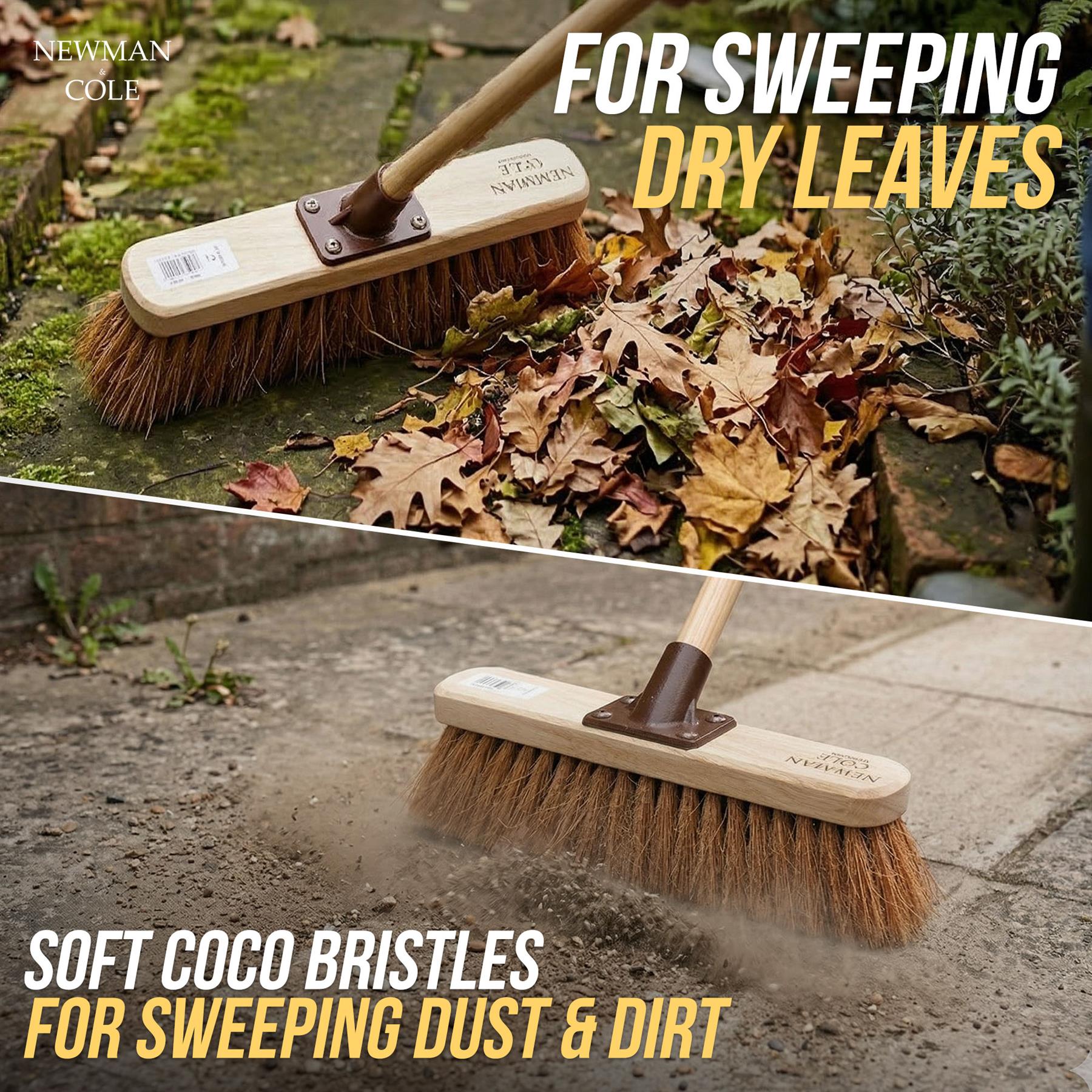 12" Newman & Cole Natural Coco Broom with Wooden Handle - The Dustpan and Brush Store