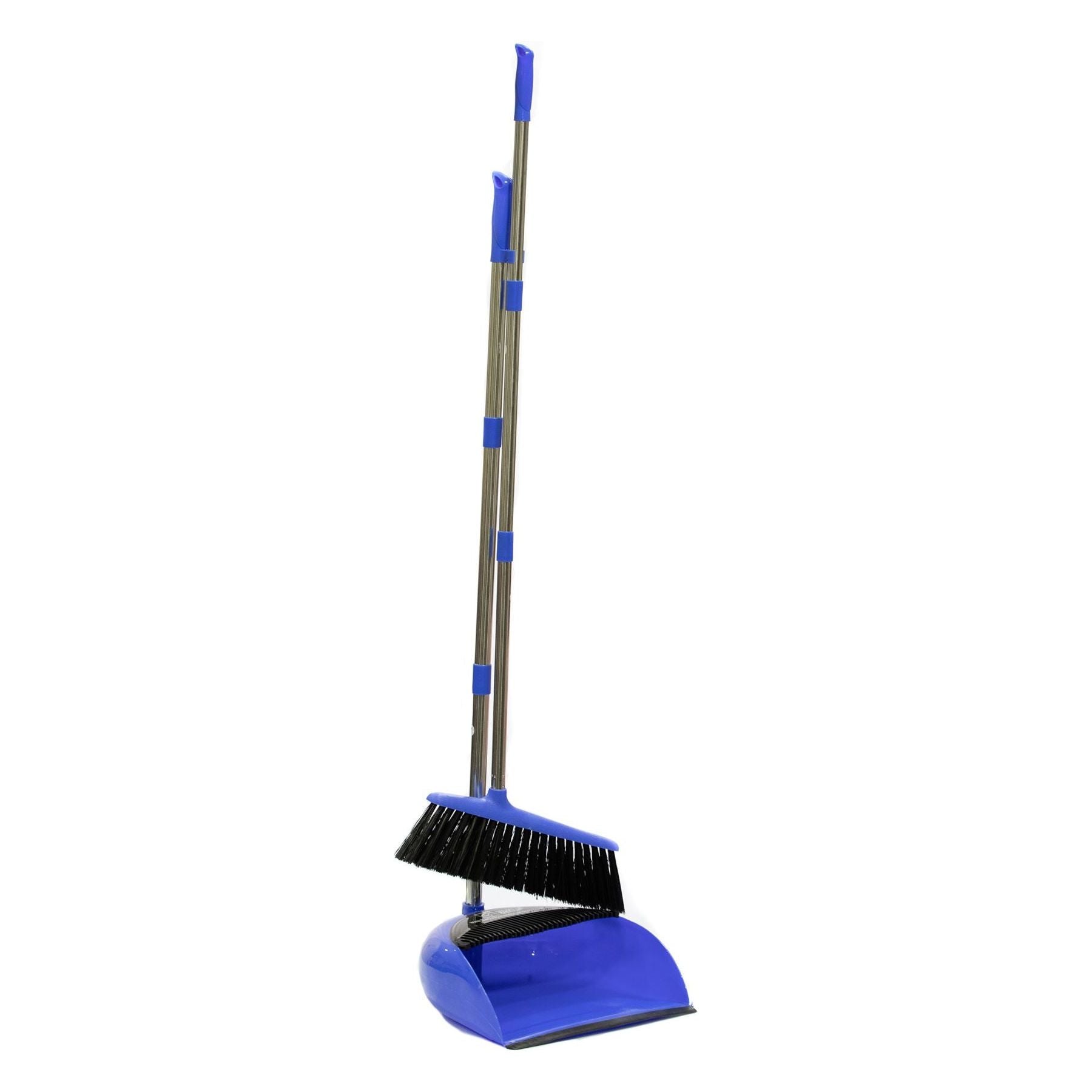 Long Multi Section Handle Dustpan and Brush Set - Blue