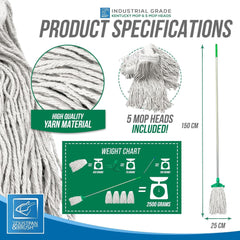TDBS Green Kentucky Mop Set - 5 Heads