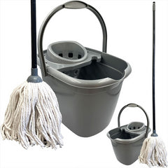 Silver Mop and Bucket Set