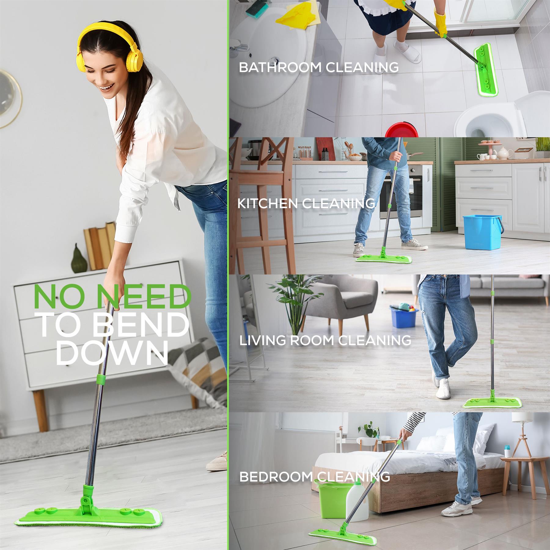 Microfibre Flat Mop for Laminate Wood & Hard Floors - The Dustpan and Brush Store