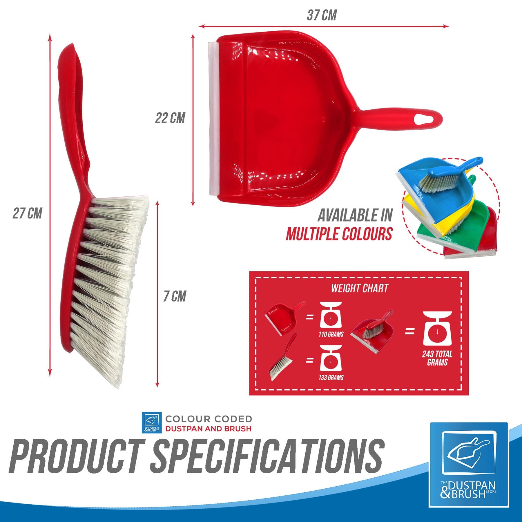 TDBS Colour Coded Dustpan Set - RED