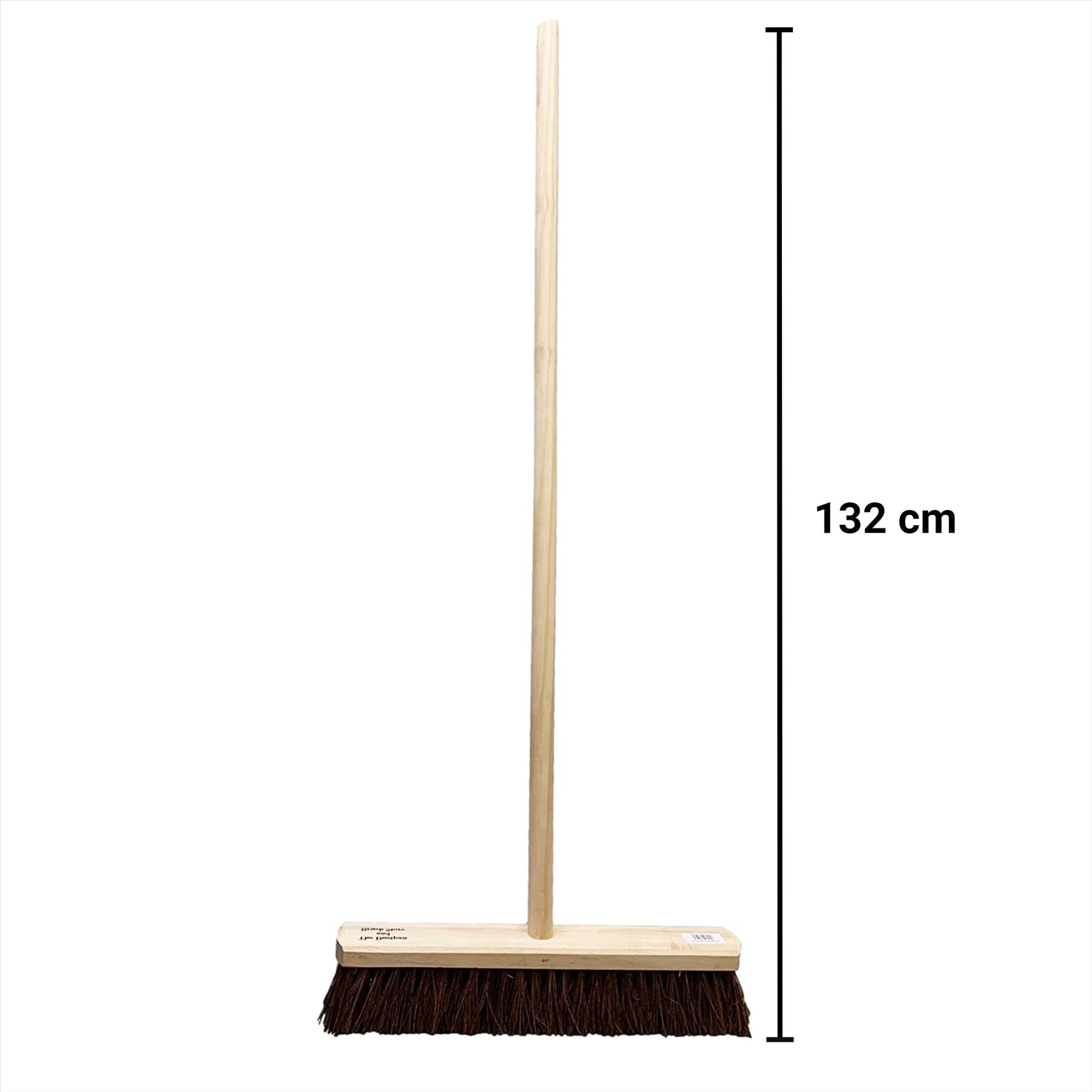 18" Stiff Natural Bassine Broom Head with Strong Wooden Brush Handle