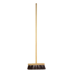 10" Newman and Cole Stiff PVC Broom Head with Hole and Wooden Handle