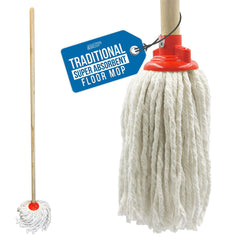 Red Mop Head with Wooden Handle