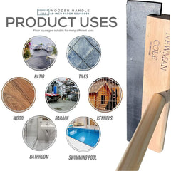 12" Newman & Cole floor squeegee product uses - Can be used on the patio, tiles, wood, garage, kennels, bathrooms and swimming pools. 