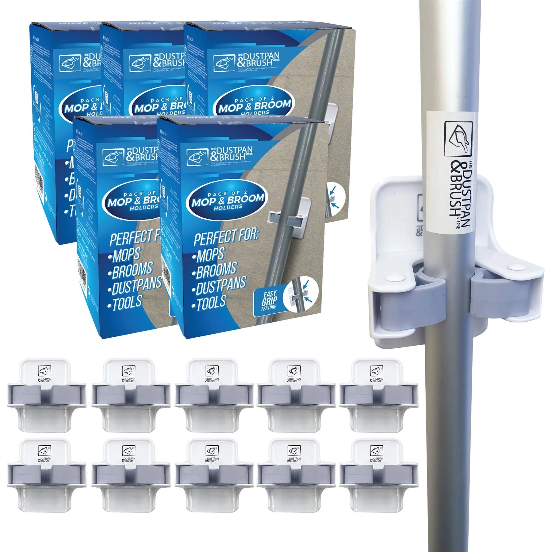 Broom & Mop Holder | Wall Mounted Adhesive Grip