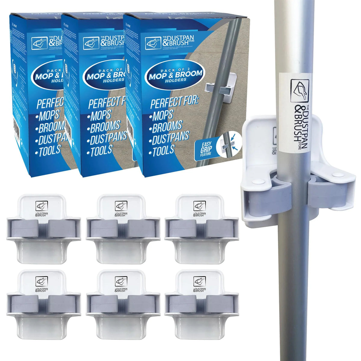 Broom & Mop Holder | Wall Mounted Adhesive Grip