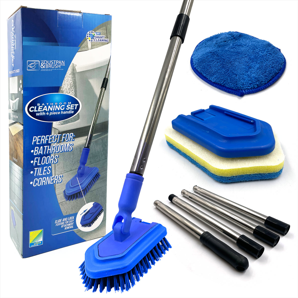 Bathroom Cleaning Set with 4 Piece Handle – The Dustpan and Brush Store