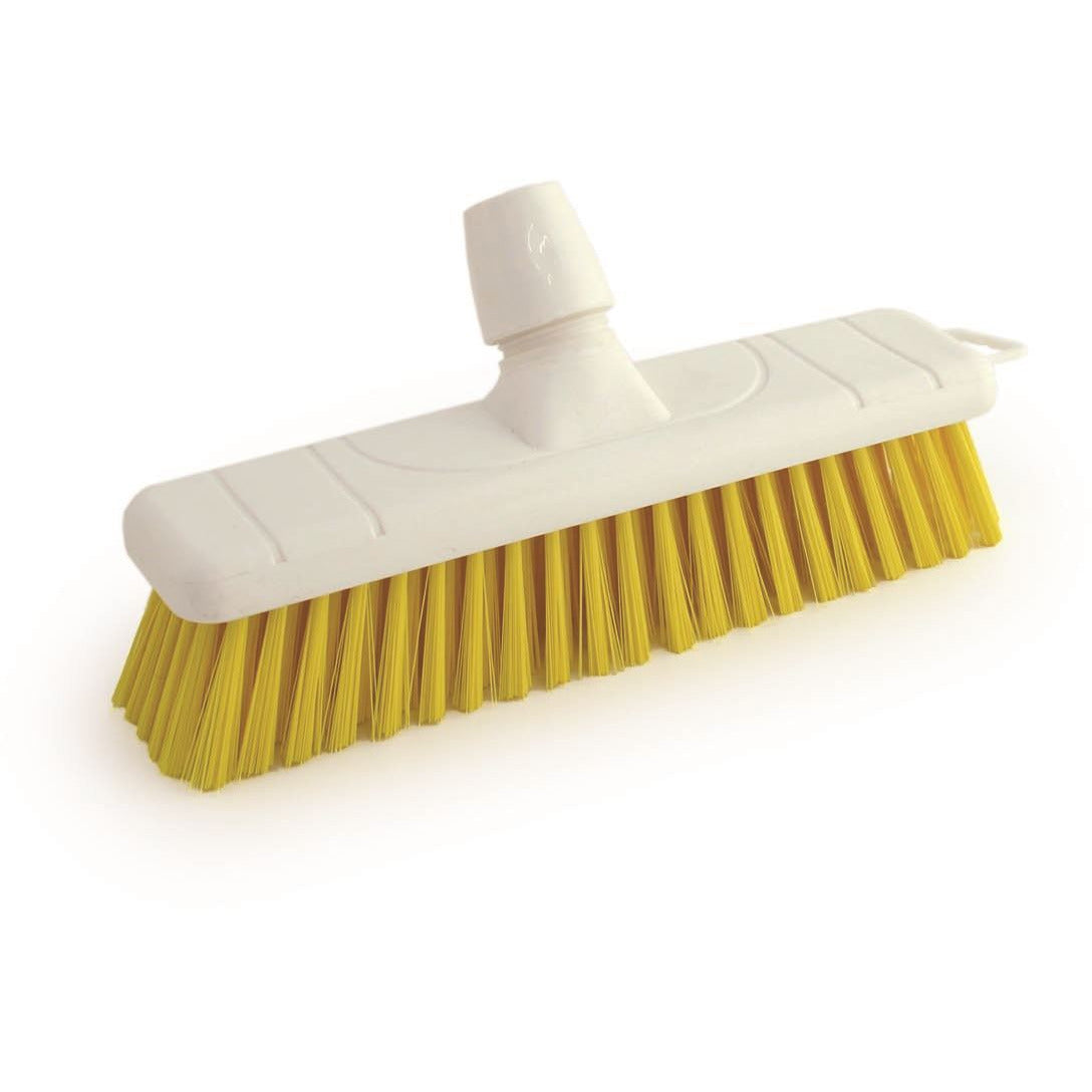 Yellow 12" 300mm Soft Colour Coded Food Hygiene Brush Sweeping Broom Head Only - The Dustpan and Brush Store