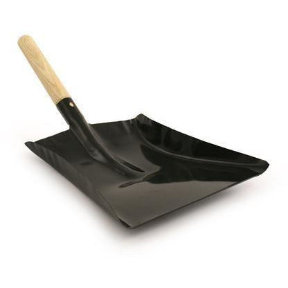 9" Galvanised Black Coal Shovel and Wooden Handle - The Dustpan and Brush Store