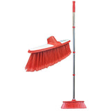 Red & White Indoor Broom with 4 Section Stainless Handle