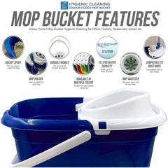 12L Blue Plastic Mop Bucket and Wringer