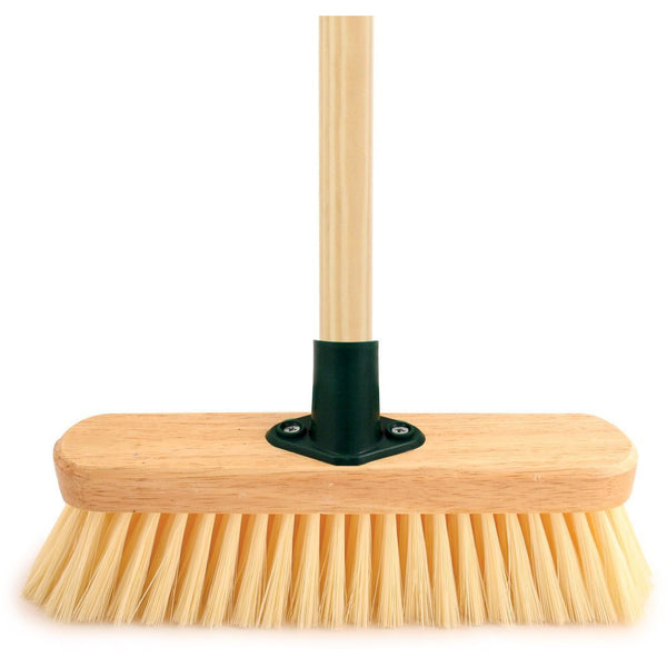 11" Soft Cream Sweeping Brush Synthetic Indoor Broom with Handle - The Dustpan and Brush Store