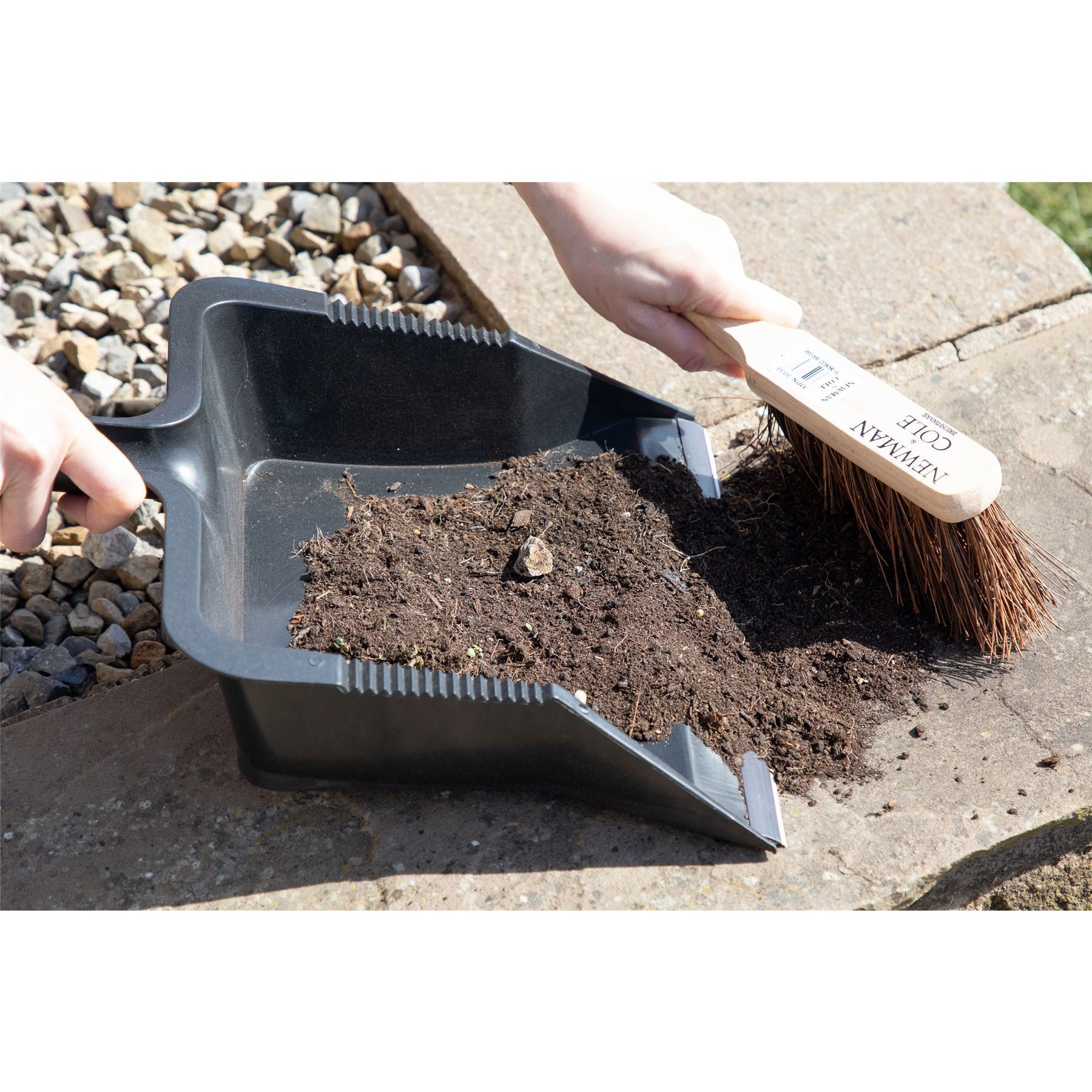 Newman and Cole Large Garden Dustpan and Brush Set - Outdoor Dust Pan Scoop with Stiff Hand Brush - The Dustpan and Brush Store