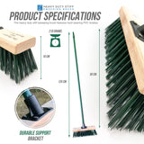 11" Green Stiff Hard Synthetic PVC Bristle Broom and Screw Fit Metal Handle