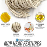 Cotton Mop Head 12PY - Yellow - Pack of 5