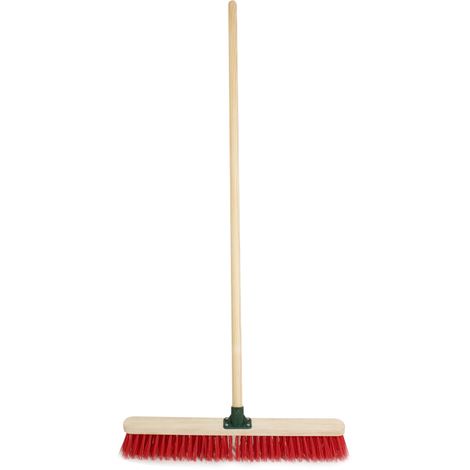 18" Varnished Red PVC Sweeping Brush with Bracket - Including Handle - The Dustpan and Brush Store