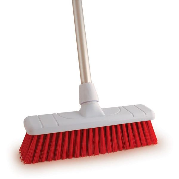 Yellow 12" Soft Colour Coded Food Hygiene Brush Sweeping Broom and Handle - The Dustpan and Brush Store