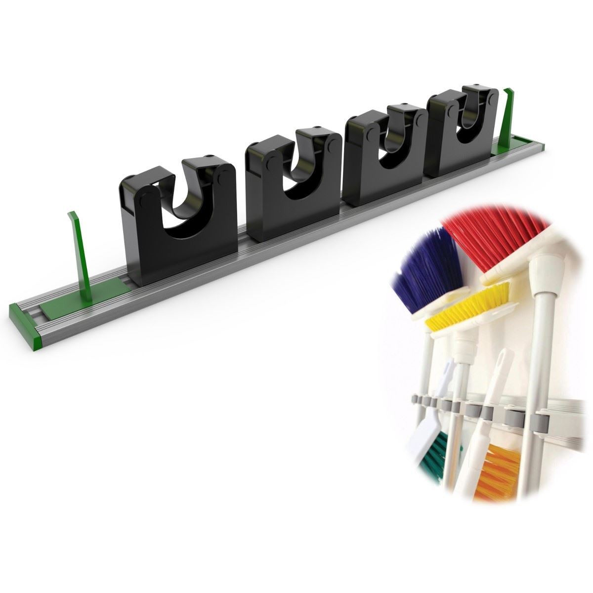 Aluminium Metal Mop and Broom Holder Tool Wall Clip Hygiene Holder Organiser Tidy - The Dustpan and Brush Store