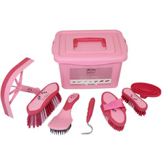 Charles Bentley Slip-Not Equestrian Horse Grooming Cleaning Brush Kit Pink Set - The Dustpan and Brush Store