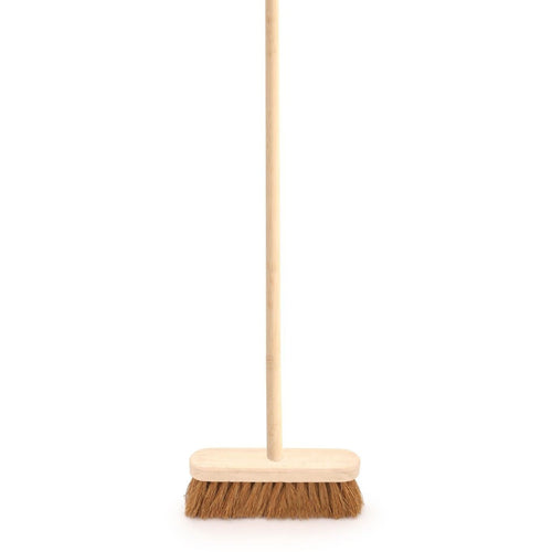 10" Soft Coco Broom Sweeping Brush and Wooden Handle - The Dustpan and Brush Store