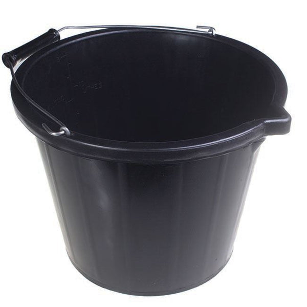 Black Builders Bucket Strong Quality Large Bucket - The Dustpan and Brush Store