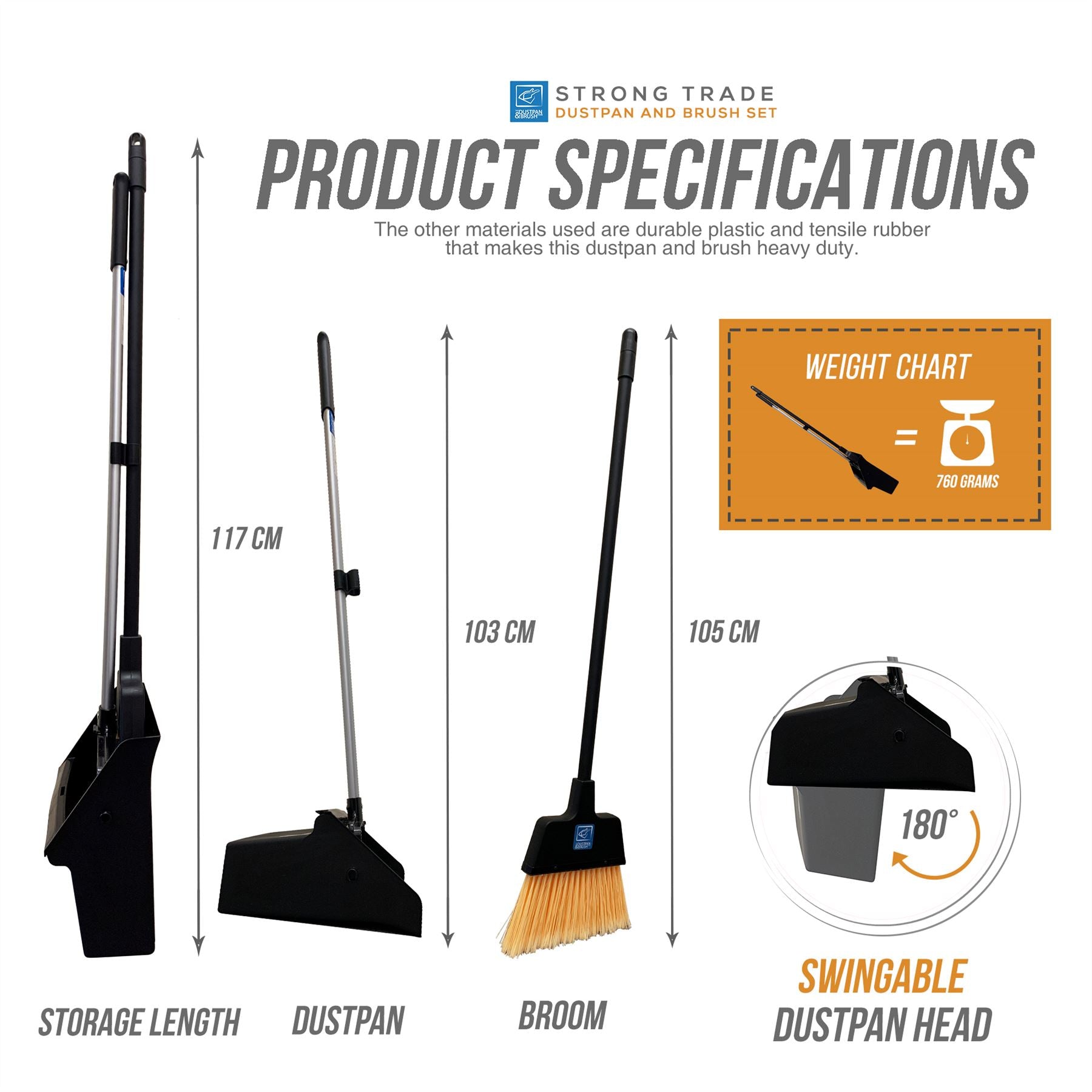 Strong Industrial Long Handled Dustpan and Brush Set – The Dustpan and ...