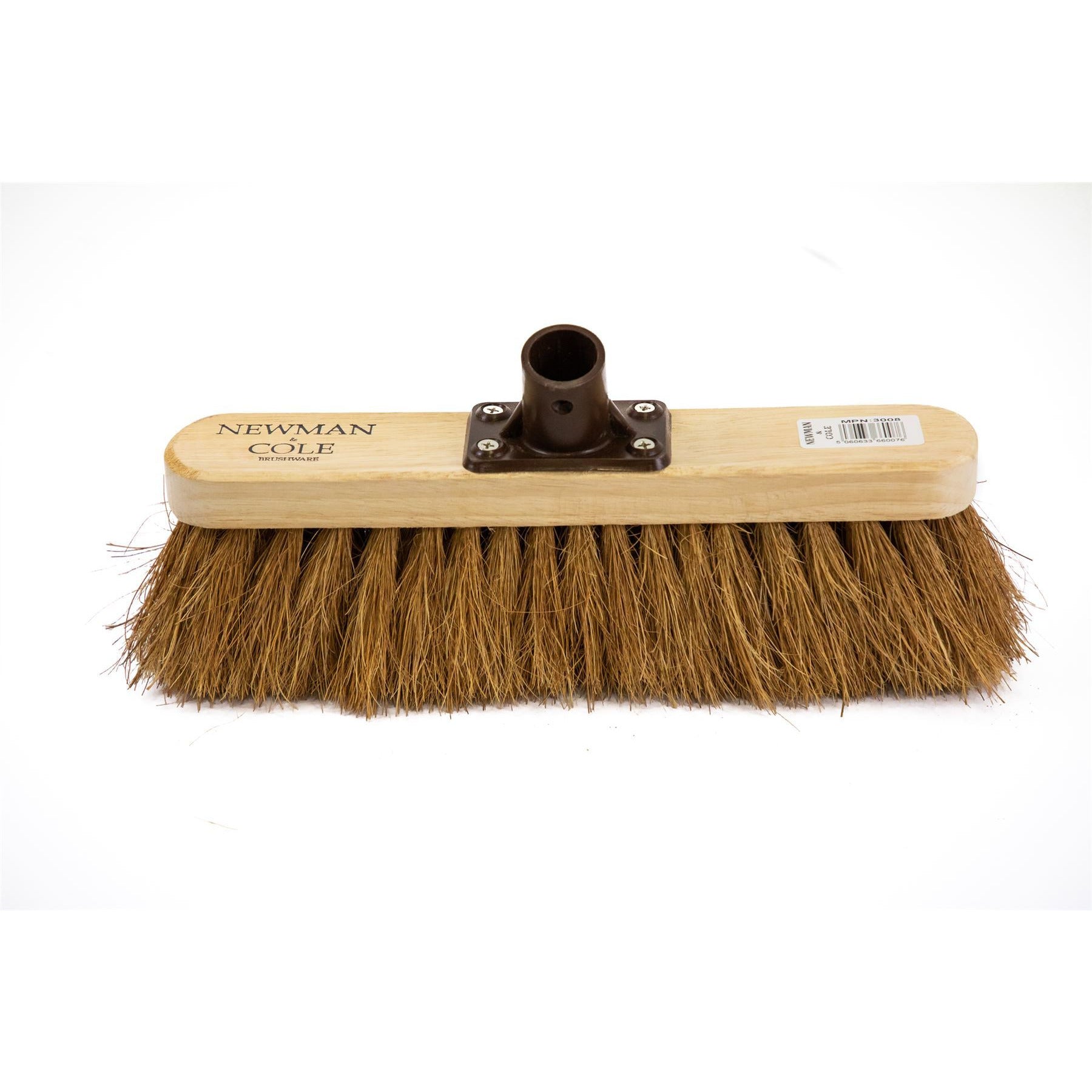 Newman and Cole 12" Natural Coco Broom Head with Plastic Socket Supplied with Handle - The Dustpan and Brush Store