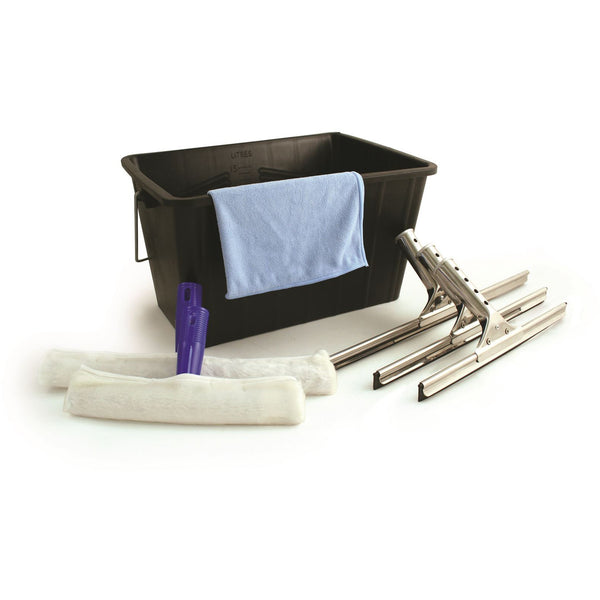 Professional 7 Pc Window Cleaning Kit Includes Bucket, Squeegee Applicator Microfibre Cloth - The Dustpan and Brush Store