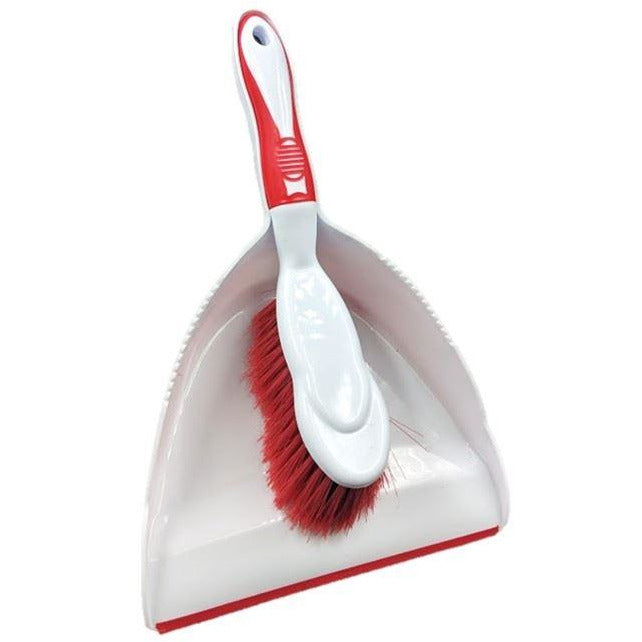 Deluxe Dustpan and Brush Set in Red