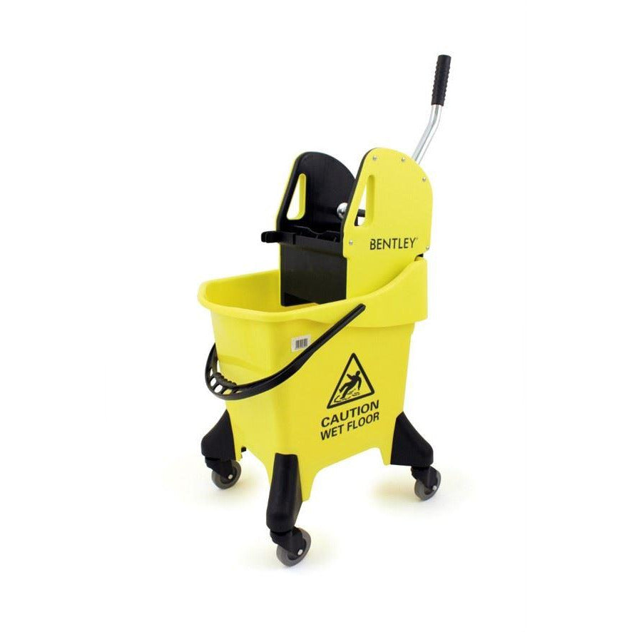 Yellow Large Heavy Duty Ergo 31L Kentucky Mop Bucket on Wheels with Wringer - The Dustpan and Brush Store