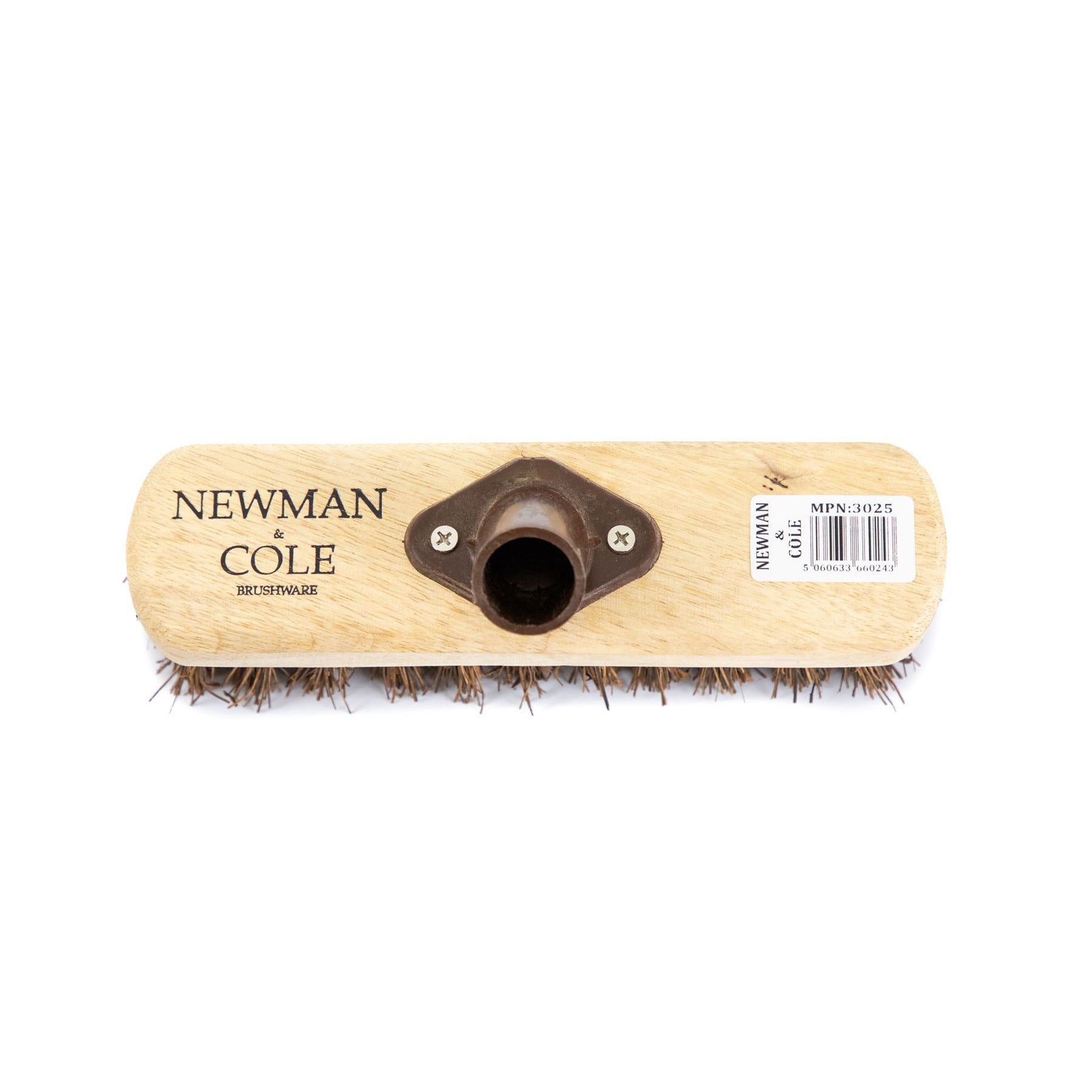 Newman and Cole 9" Natural Bassine Deck Scrub with Plastic Socket Supplied with Handle - The Dustpan and Brush Store