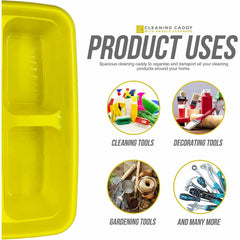 Yellow Plastic Caddy Cleaners Carry All Storage Tote Tray Basket for Bottles etc