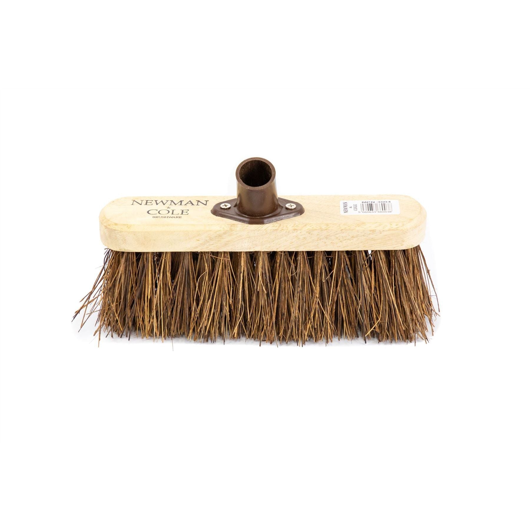 10" Newman and Cole Stiff Natural Bassine Broom Head with Plastic Socket