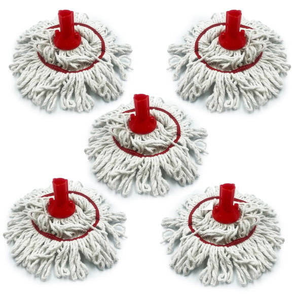 Red 350mm Looped Pure Yarn Cotton Mop with Loop Food Hygiene Colour Coded Pack of 5