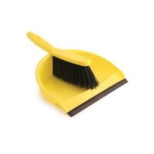 Yellow Colour Coded Dustpan and Stiff Brush - The Dustpan and Brush Store