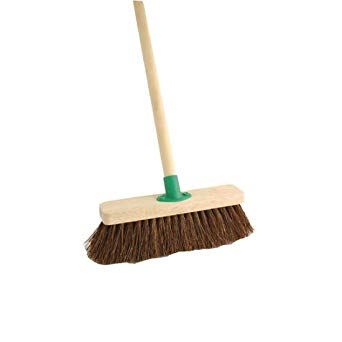 10" Stiff Natural Bassine Sweeping Brush Broom with Handle - The Dustpan and Brush Store
