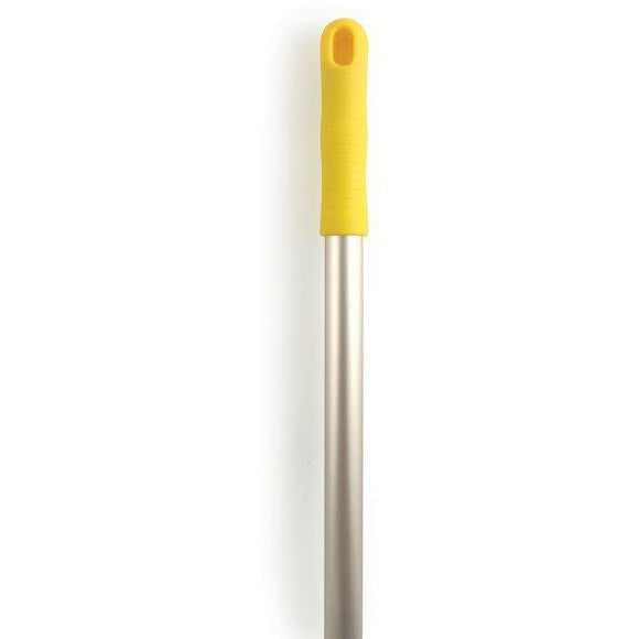 Yellow Aluminium Colour Coded Screw Fit Metal Hygiene Brush Mop Handle - The Dustpan and Brush Store