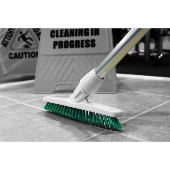 Green Grout Brush Angled Stiff Bristled Deck Floor Tile Grout Cleaning Scrubbing Brush and Handle - The Dustpan and Brush Store