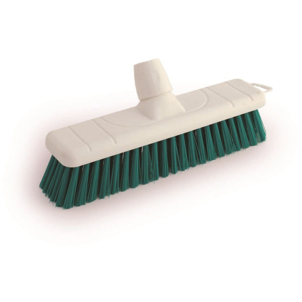 Green 12" 300mm Soft Colour Coded Food Hygiene Brush Sweeping Broom Head Only - The Dustpan and Brush Store