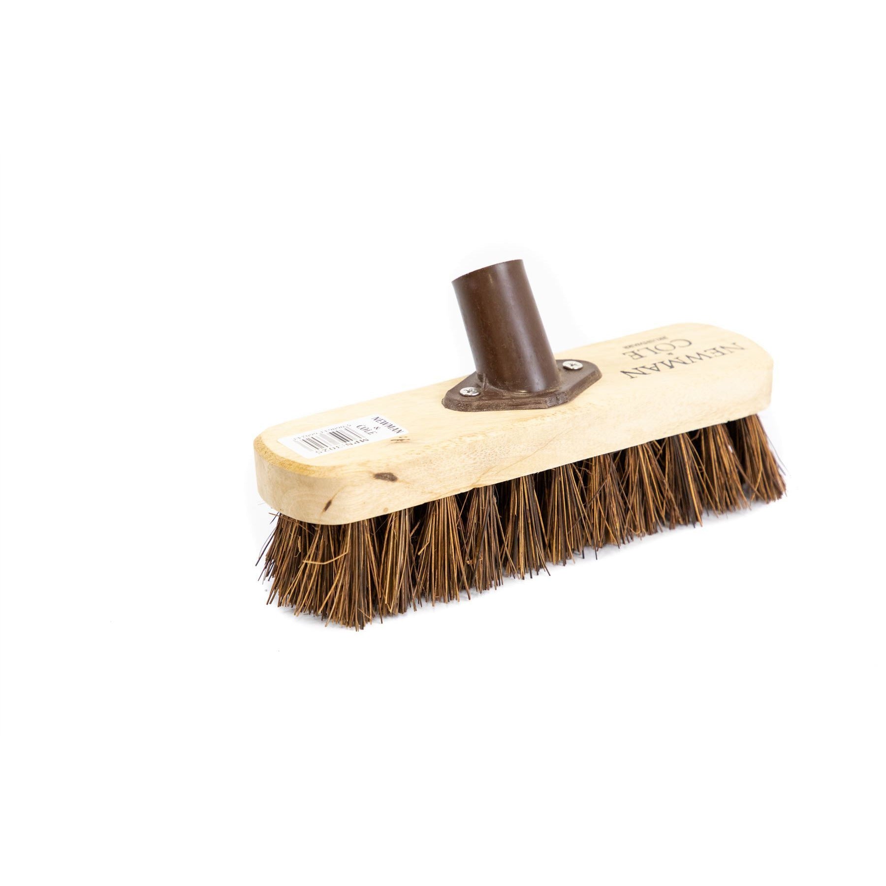 Newman and Cole 9" Natural Bassine Deck Scrub with Plastic Socket Supplied with Handle - The Dustpan and Brush Store