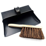 Metal Dustpan and Brush Traditional Strong Metal Hooded Dust Pan and Stiff Hand Brush
