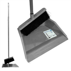 Grey Long Handled Dustpan and Brush