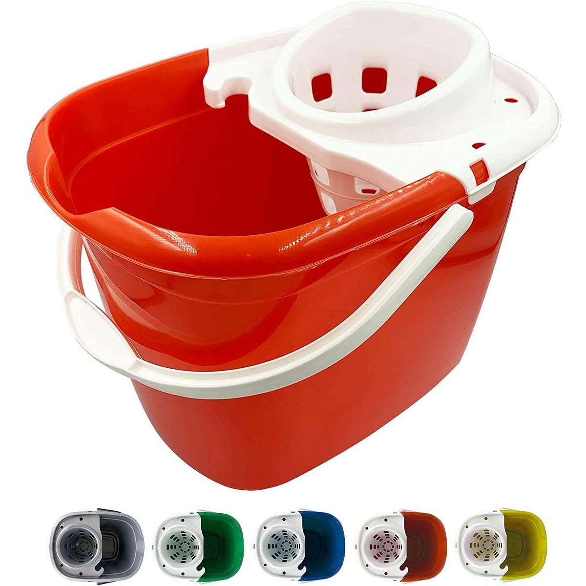 12L Red Plastic Mop Bucket and Wringer