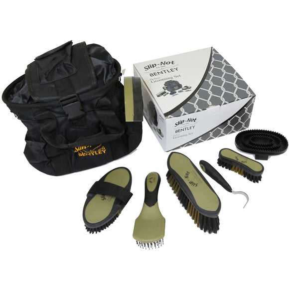 Bentley Deluxe 8pc Equestrian Horse Grooming Brush Kit Boxed Set Black & Gold - The Dustpan and Brush Store