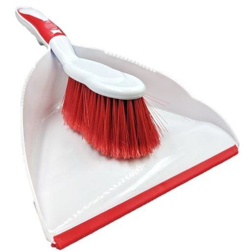 Deluxe Dustpan and Brush Set in Red