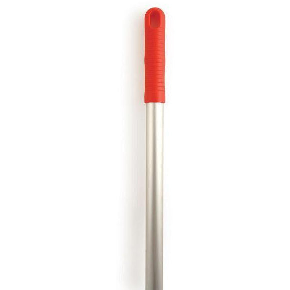 Red Aluminium Colour Coded Screw Fit Metal Hygiene Brush Mop Handle - The Dustpan and Brush Store