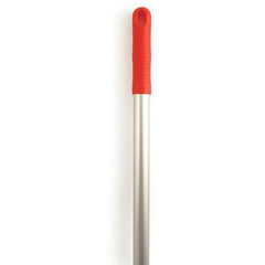 Red Aluminium Colour Coded Screw Fit Metal Hygiene Brush Mop Handle - The Dustpan and Brush Store
